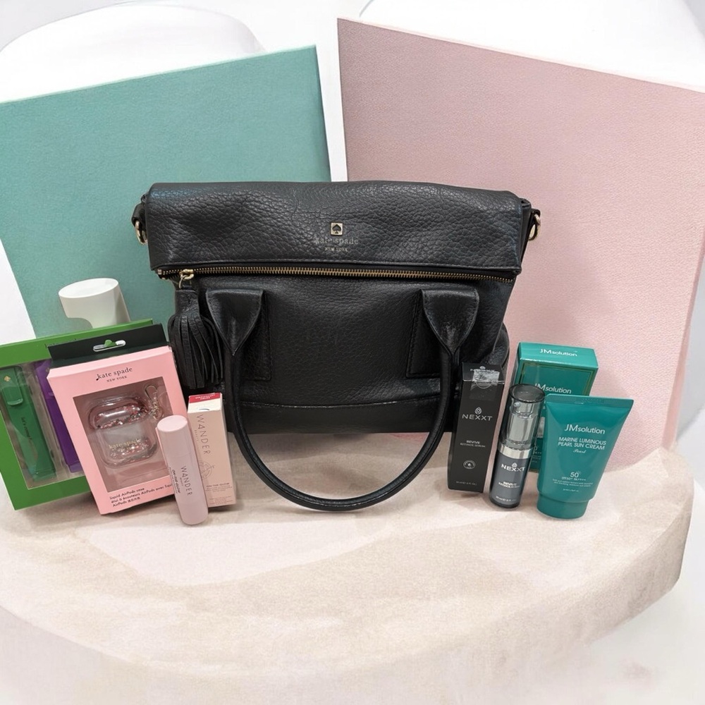 🚨 Low start!kate spade bundle Black Pebbled Leather Satchel with Gold Hardware